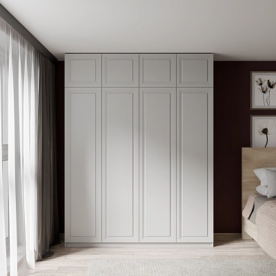 Шкаф с антресолью и фрезерованными фасадами Альтаир Серый (Оргей)